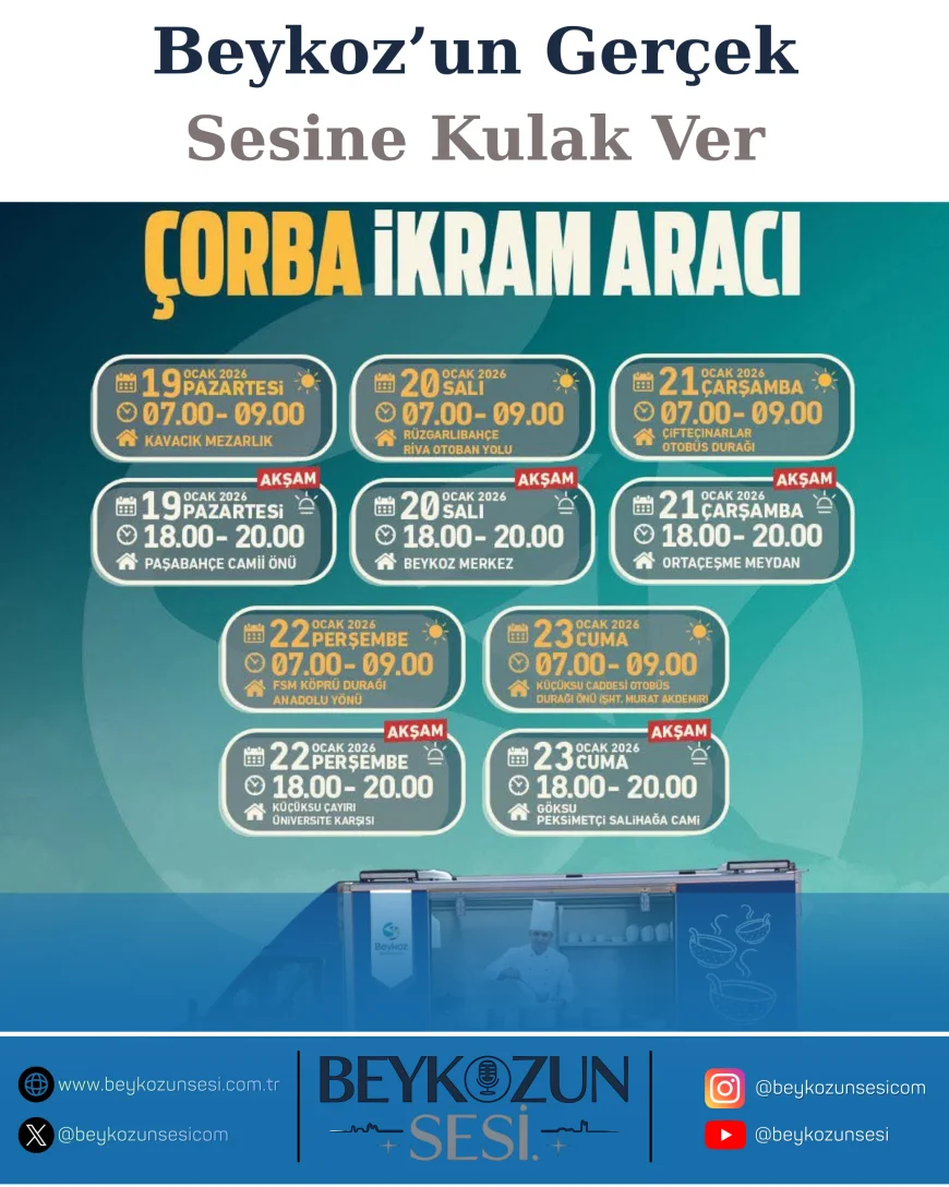 Beykoz Belediyesi’nden Soğuk Kış Günlerinde İç Isıtan Hizmet: Mobil Çorba İkramı İlçe Genelinde Devam Ediyor
