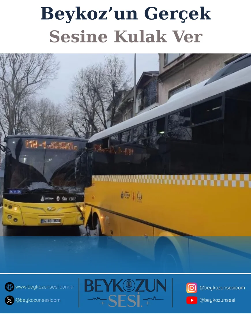 Beykoz Yalıköy’de Çayır Caddesi’nde İETT Otobüsleri Kafa Kafaya Çarpıştı 7 Kişi Yaralandı
