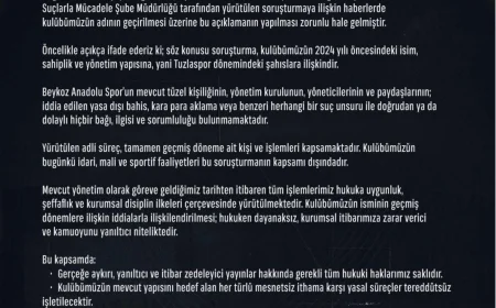 Beykoz AŞ’den Soruşturma Açıklaması: “Mevcut Yönetimin Yasa Dışı Faaliyetlerle Bağı Yoktur”
