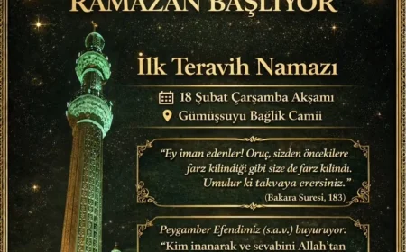 Beykoz’da Ramazan Başlıyor: İlk Teravih Namazı 18 Şubat Çarşamba Akşamı Gümüşsuyu Bağlık Camii’nde Kılınacak