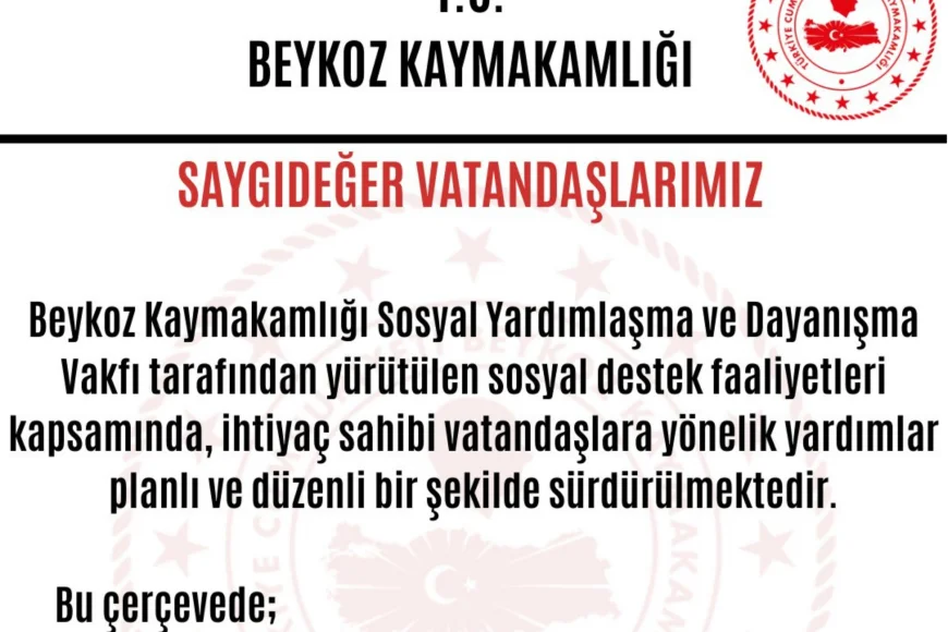 Beykoz Kaymakamlığı’ndan 2 Bin 453 Hak Sahibine 9 Milyon 222 Bin TL Ramazan ve Eğitim Desteği