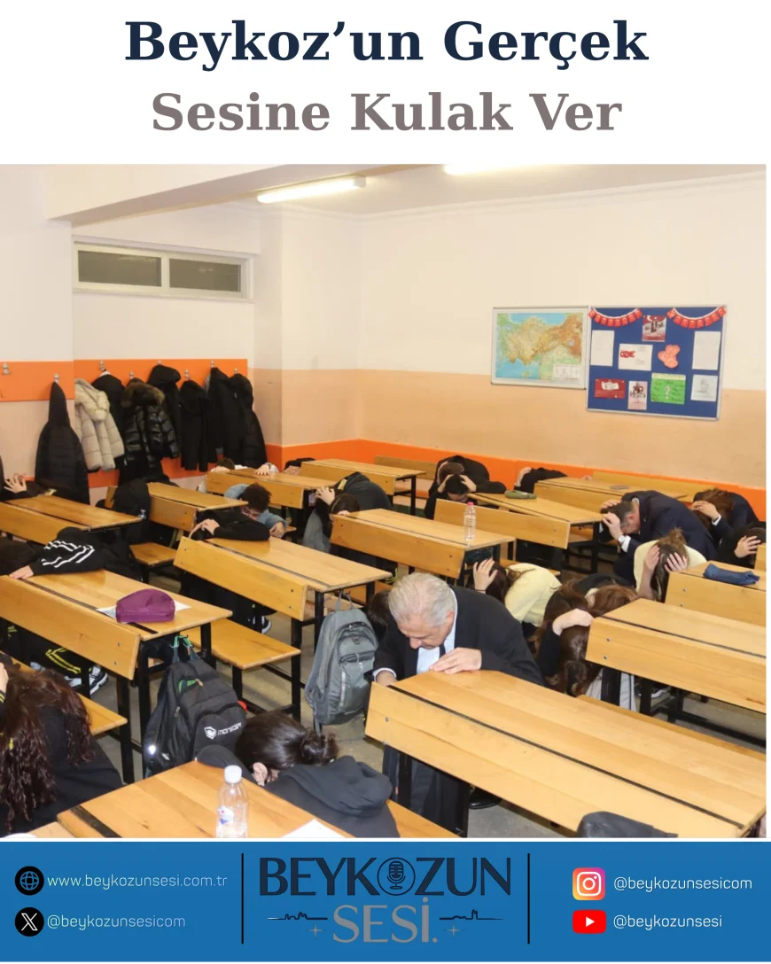 Beykoz’da Deprem Bilinci İçin Tatbikat Düzenlendi: “Çök–Kapan–Tutun” Okullarda Uygulamalı Gösterildi