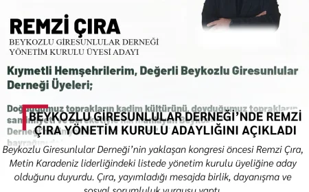 Beykozlu Giresunlular Derneği’nde Remzi Çıra yönetim kurulu adaylığını açıkladı