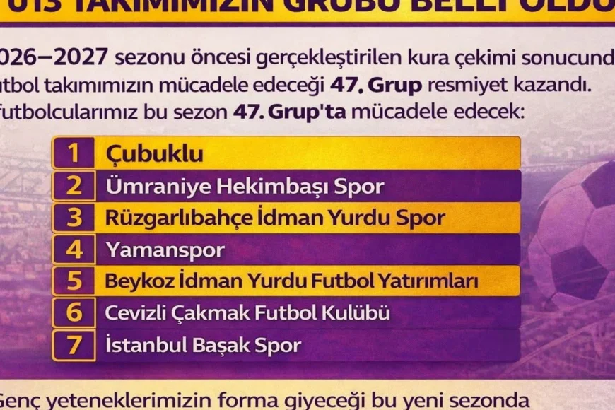 İstanbul Amatör Ligleri’nde 2026–2027 Sezonu Öncesi Çubuklu Spor U13 Takımının Rakipleri Belli Oldu