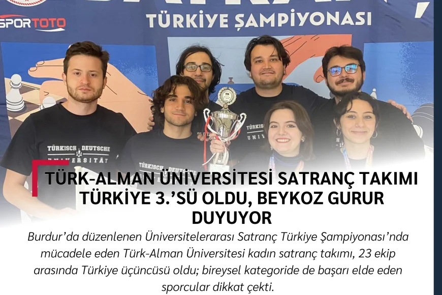 Türk-Alman Üniversitesi Satranç Takımı Türkiye 3.’sü Oldu, Beykoz Gurur Duyuyor