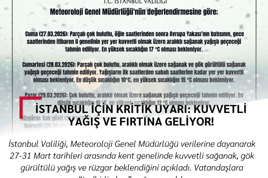 İstanbul İçin Kritik Uyarı: Kuvvetli Yağış ve Fırtına Geliyor!