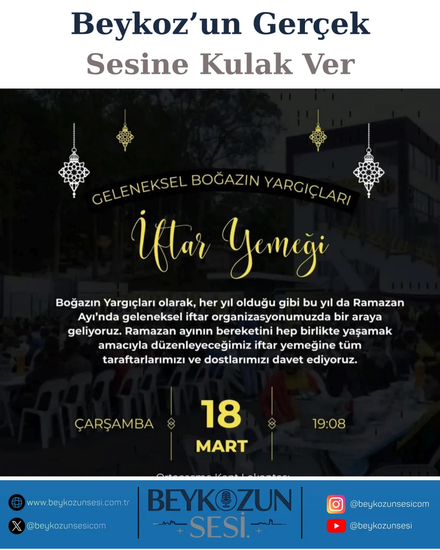 Boğazın Yargıçları 18 Mart’ta Beykoz’da Geleneksel İftar Programında Buluşuyor