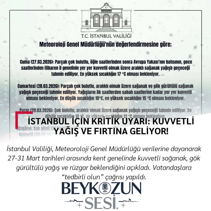 İstanbul İçin Kritik Uyarı: Kuvvetli Yağış ve Fırtına Geliyor!