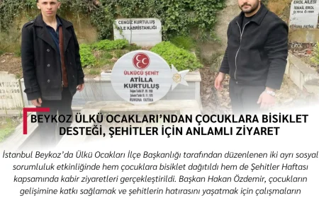 Beykoz Ülkü Ocakları’ndan Çocuklara Bisiklet Desteği, Şehitler İçin Anlamlı Ziyaret