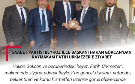 Saadet Partisi Beykoz İlçe Başkanı Hakan Gökcan’dan Kaymakam Fatih Ürkmezer’e Ziyaret