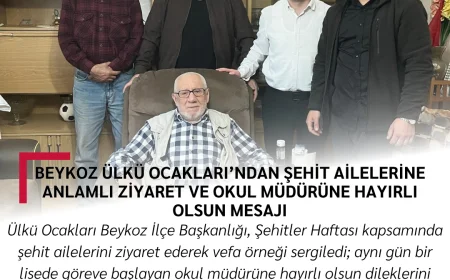 Beykoz Ülkü Ocakları’ndan Şehit Ailelerine Anlamlı Ziyaret ve Okul Müdürüne Hayırlı Olsun Mesajı