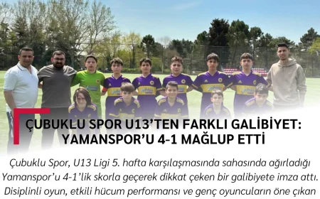 Çubuklu Spor U13’ten Farklı Galibiyet: Yamanspor’u 4-1 Mağlup Etti