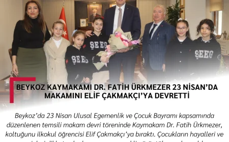 Beykoz Kaymakamı Dr. Fatih Ürkmezer 23 Nisan’da makamını Elif Çakmakçı’ya devretti