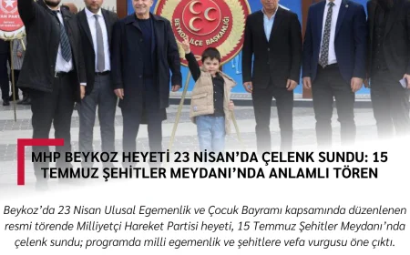 MHP Beykoz Heyeti 23 Nisan’da Çelenk Sundu: 15 Temmuz Şehitler Meydanı’nda Anlamlı Tören