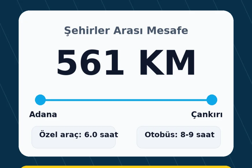Adana ile Çankırı Arası Kaç Km? Yolculuk Süresi ve Rota Detayları