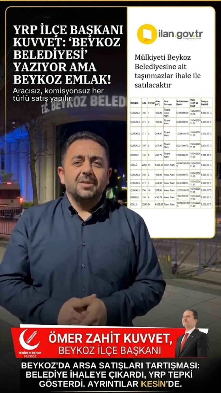 Yeniden Refah’tan Beykoz Belediyesi önünde dikkat çeken çıkış