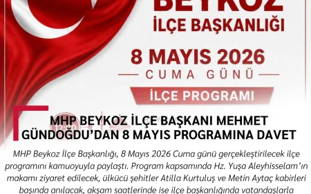 MHP Beykoz İlçe Başkanı Mehmet Gündoğdu’dan 8 Mayıs Programına Davet