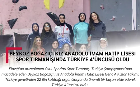 Beykoz Boğaziçi Kız Anadolu İmam Hatip Lisesi Spor Tırmanışında Türkiye 4’üncüsü Oldu