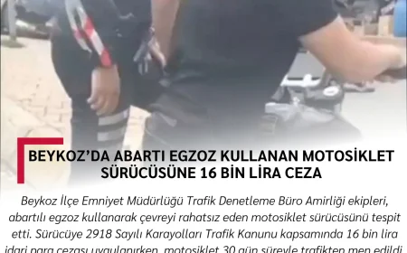 Beykoz’da Abartı Egzoz Kullanan Motosiklet Sürücüsüne 16 Bin Lira Ceza