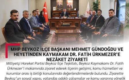 MHP Beykoz İlçe Başkanı Mehmet Gündoğdu ve Heyetinden Kaymakam Dr. Fatih Ürkmezer’e Nezâket Ziyareti