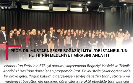 Prof. Dr. Mustafa Şeker Boğaziçi MTAL’de İstanbul’un Fethi’nin Medeniyet Mirasını Anlattı