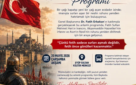 Yeniden Refah Partisi Beykoz İlçe Başkanı Ömer Zahit Kuvvet’ten İstanbul’un Fethi’nin 573. Yılı Programına Davet