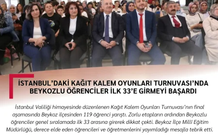 İstanbul’daki Kağıt Kalem Oyunları Turnuvası’nda Beykozlu Öğrenciler İlk 33’e Girmeyi Başardı