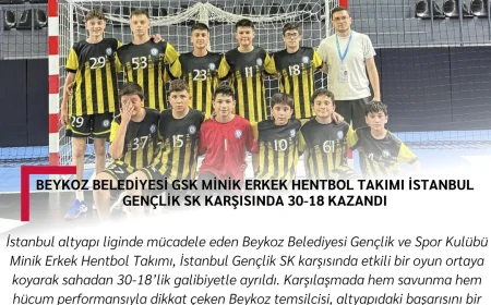 Beykoz Belediyesi GSK Minik Erkek Hentbol Takımı İstanbul Gençlik SK Karşısında 30-18 Kazandı