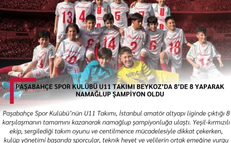 Paşabahçe Spor Kulübü U11 Takımı Beykoz’da 8’de 8 Yaparak Namağlup Şampiyon Oldu