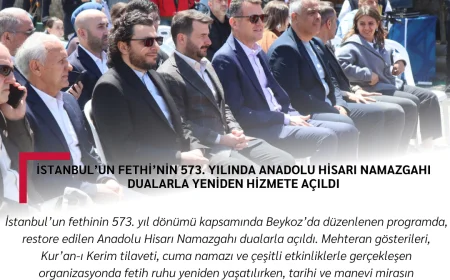 İstanbul’un Fethi’nin 573. Yılında Anadolu Hisarı Namazgahı Dualarla Yeniden Hizmete Açıldı
