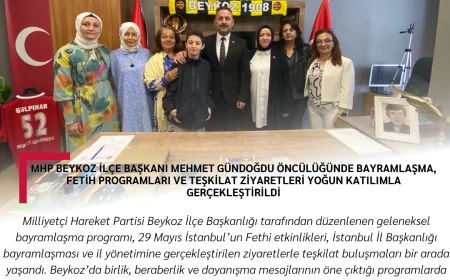 MHP Beykoz İlçe Başkanı Mehmet Gündoğdu öncülüğünde bayramlaşma, fetih programları ve teşkilat ziyaretleri yoğun katılımla gerçekleştirildi