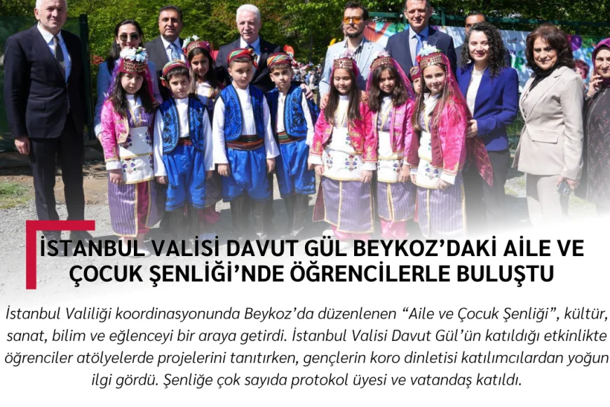 İstanbul Valisi Davut Gül Beykoz’daki Aile ve Çocuk Şenliği’nde öğrencilerle buluştu
