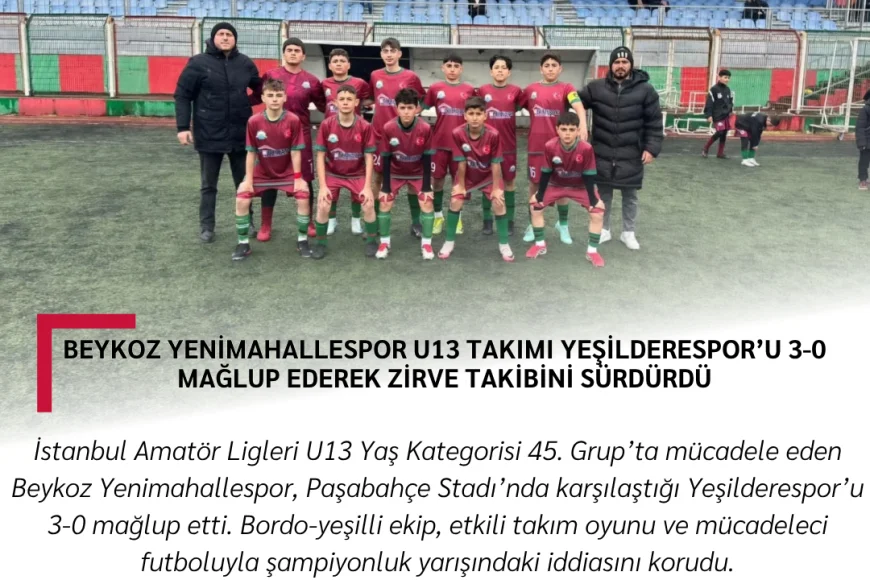 Beykoz Yenimahallespor U13 Takımı Yeşilderespor’u 3-0 mağlup ederek zirve takibini sürdürdü