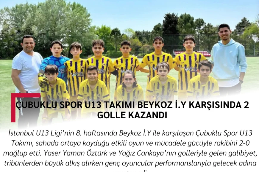 Çubuklu Spor U13 Takımı Beykoz İ.Y Karşısında 2 Golle Kazandı