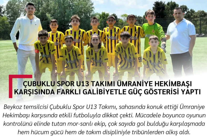 Çubuklu Spor U13 Takımı Ümraniye Hekimbaşı Karşısında Farklı Galibiyetle Güç Gösterisi Yaptı