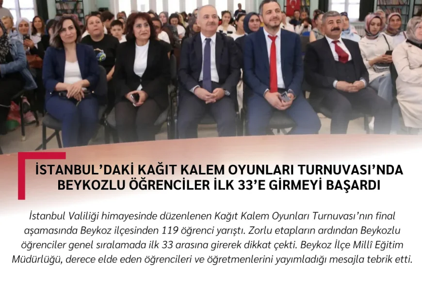 İstanbul’daki Kağıt Kalem Oyunları Turnuvası’nda Beykozlu Öğrenciler İlk 33’e Girmeyi Başardı