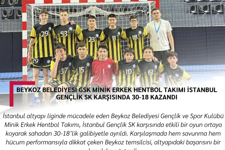 Beykoz Belediyesi GSK Minik Erkek Hentbol Takımı İstanbul Gençlik SK Karşısında 30-18 Kazandı