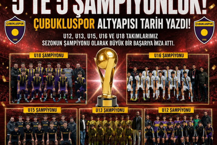 Çubukluspor altyapısı 5 farklı yaş grubunda şampiyon olarak tarihi başarıya imza attı