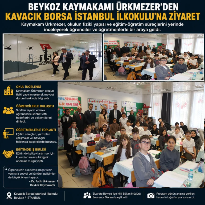 Beykoz Kaymakamı Dr. Fatih Ürkmezer Kavacık’ta Okul Ziyaretinde “Eğitimde Kaliteyi Birlikte Artıracağız”