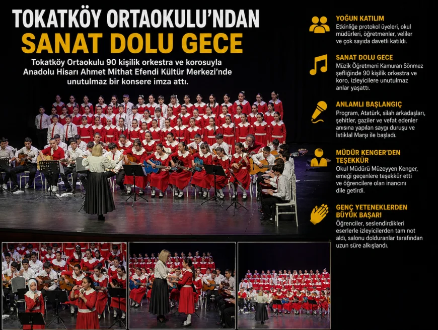 Tokatköy Ortaokulu’ndan Beykoz’da Sanat Gecesi 90 Kişilik Orkestra ve Koro Ayakta Alkışlandı