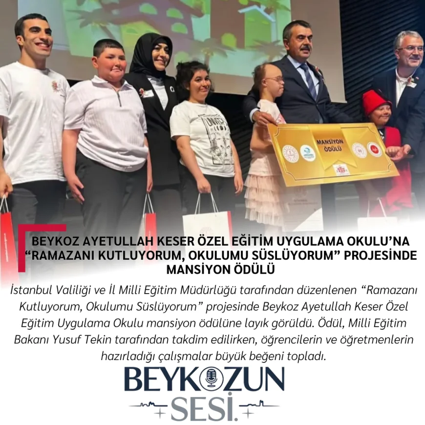 Beykoz Ayetullah Keser Özel Eğitim Uygulama Okulu’na “Ramazanı Kutluyorum, Okulumu Süslüyorum” projesinde mansiyon ödülü