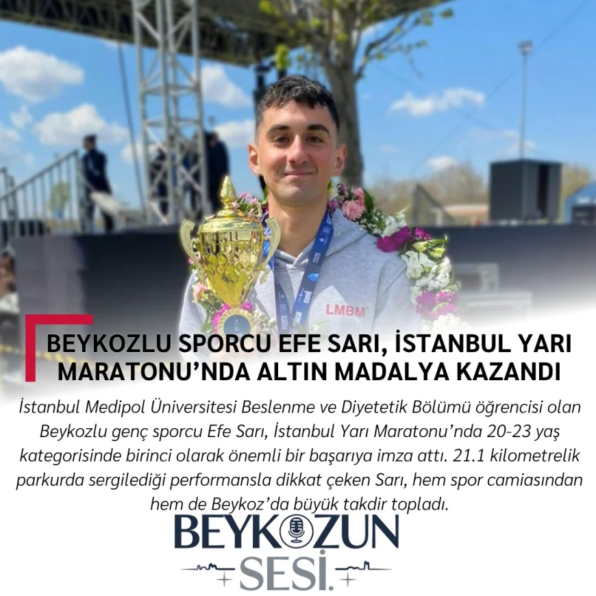 Beykozlu Sporcu Efe Sarı, İstanbul Yarı Maratonu’nda Altın Madalya Kazandı