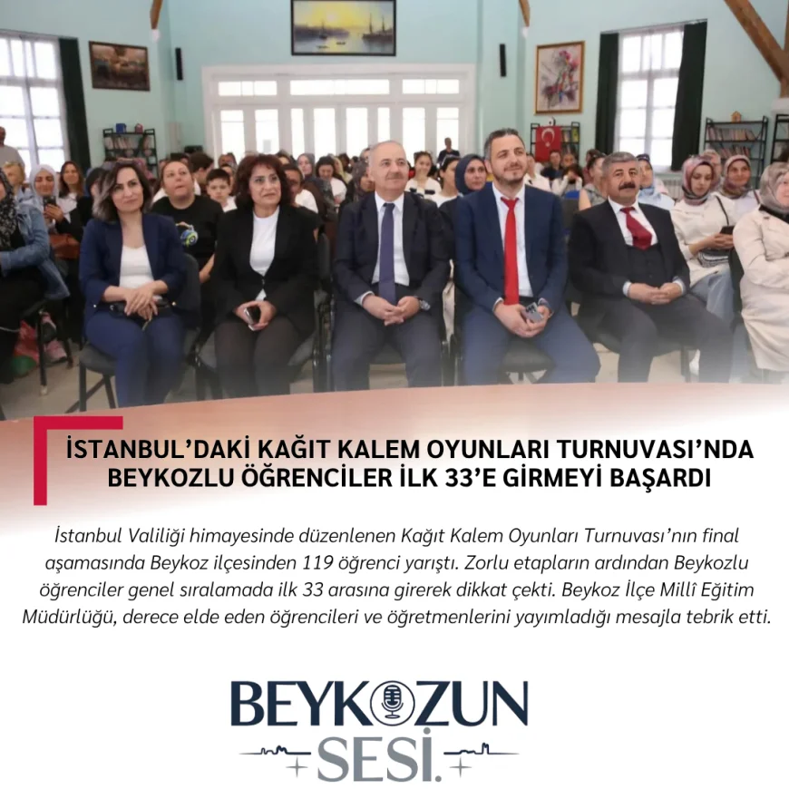 İstanbul’daki Kağıt Kalem Oyunları Turnuvası’nda Beykozlu Öğrenciler İlk 33’e Girmeyi Başardı