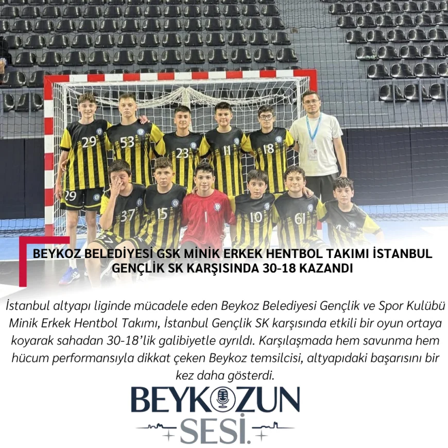 Beykoz Belediyesi GSK Minik Erkek Hentbol Takımı İstanbul Gençlik SK Karşısında 30-18 Kazandı