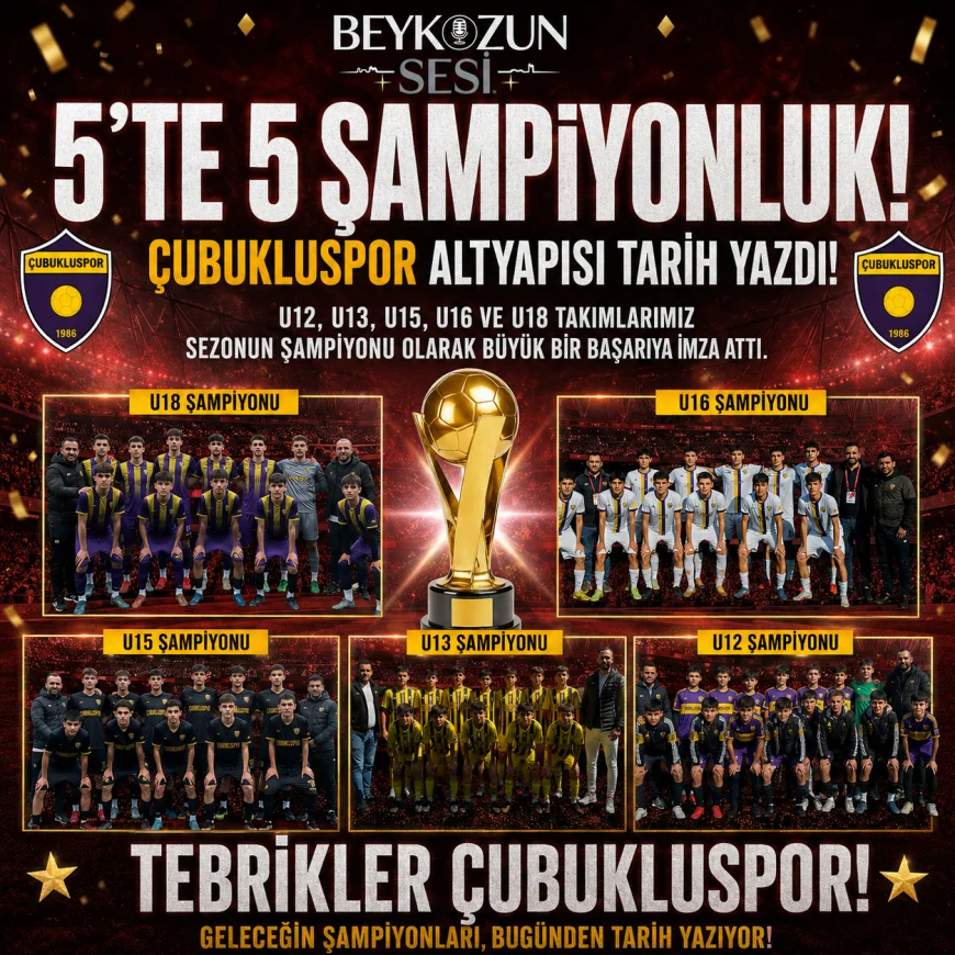 Çubukluspor altyapısı 5 farklı yaş grubunda şampiyon olarak tarihi başarıya imza attı