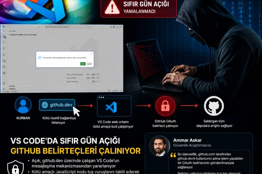 Microsoft Visual Studio Code'da ortaya çıkan sıfır gün açığı GitHub erişim belirteçlerinin tek tıkla ele geçirilmesine yol açabiliyor