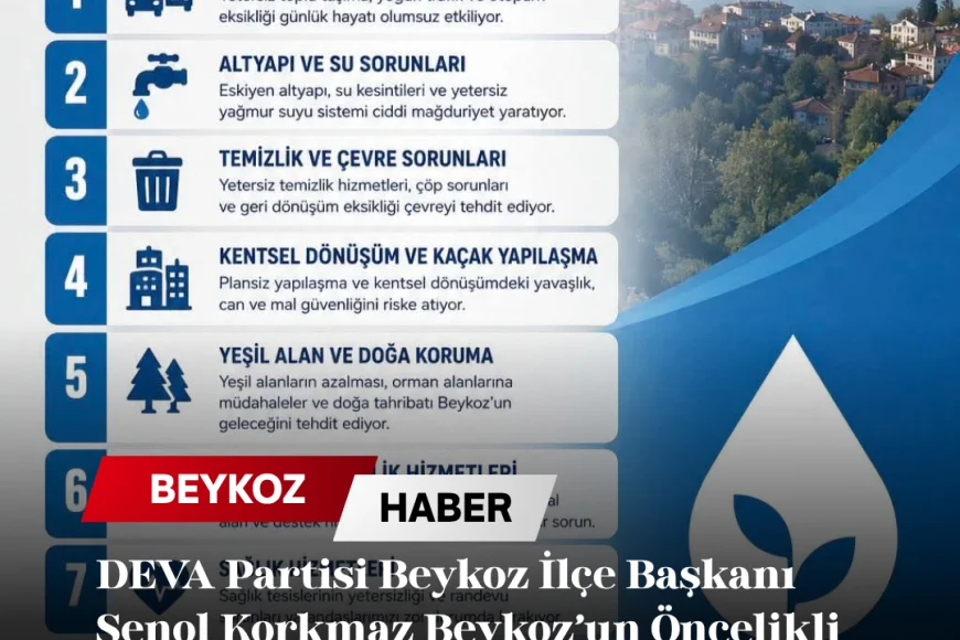 DEVA Partisi Beykoz İlçe Başkanı Şenol Korkmaz Beykoz’un Öncelikli Sorunlarını Kamuoyuyla Paylaştı
