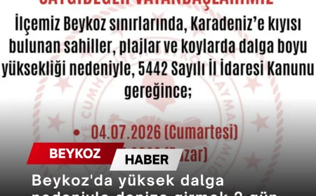Beykoz'da yüksek dalga nedeniyle denize girmek 2 gün yasaklandı