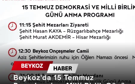 Beykoz'da 15 Temmuz Demokrasi ve Milli Birlik Günü anma programı açıklandı