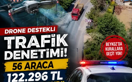 Beykoz İlçe Emniyet Müdürlüğü: “Drone destekli trafik denetimlerinde 56 araca 122 bin 296 lira ceza uygulandı”